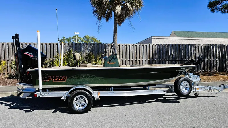 The Image of 2025 Mako 18 Pro Skiff Backwater Edition on trailer, parked outdoors. - 0