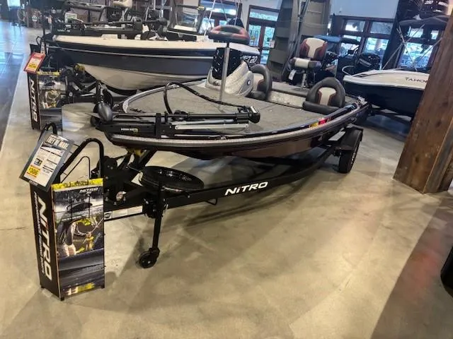 The Image of 2025 Nitro Z17 boat displayed in showroom, featuring sleek design and advanced features. - 0