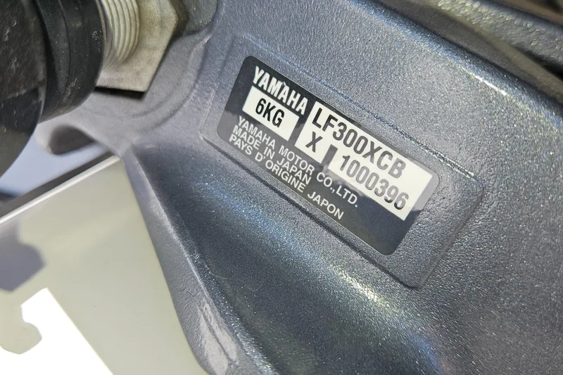 Slide: The Image of Yamaha LF300XCB engine label on 2022 Century 2900 Center Console boat. - 44