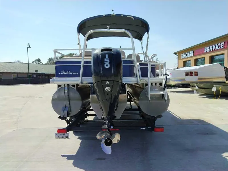 Slide: The Image of 2017 Sun Tracker Fishing Barge 22 XP3 with 150 HP engine at service center. - 4