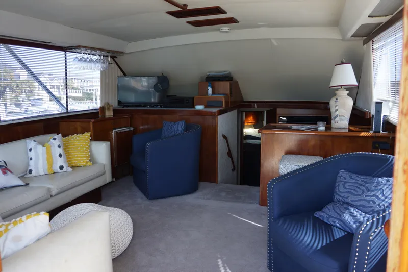 Slide: The Image of Luxurious interior of 1988 Ocean Yachts Super Sport with elegant seating and decor. - 7