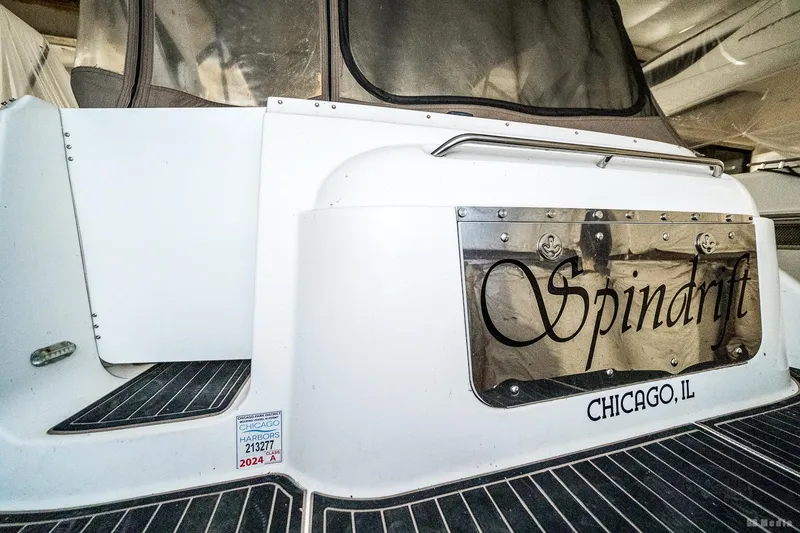 Slide: The Image of 2001 Bayliner 3055 Ciera boat with "Spindrift" name, docked in Chicago, IL. - 34