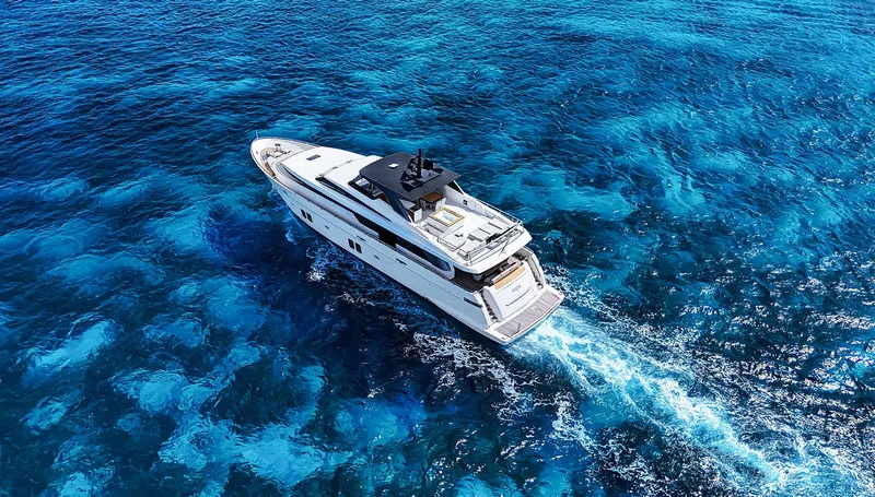 Slide: The Image of Sanlorenzo SL104 yacht cruising in clear blue waters, 2014 model. - 6