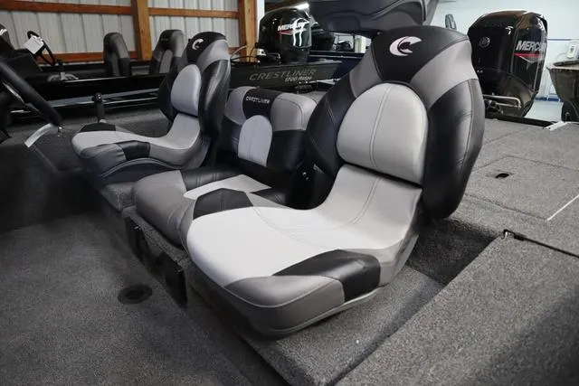 Slide: The Image of 2025 Crestliner XF 17 BASS boat interior with comfortable seating and modern design. - 9