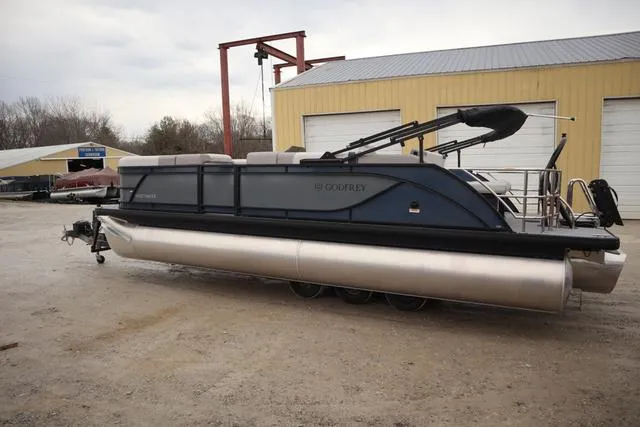 Slide: The Image of Speaker system in 2025 Godfrey Sweetwater 2286 SFL Triple Tube Package boat interior. - 21