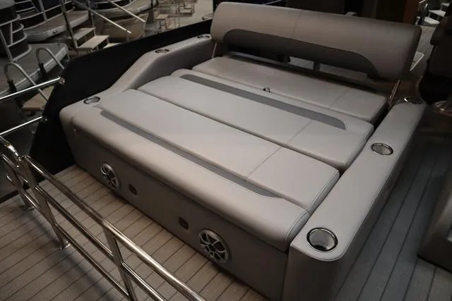 Slide: The Image of 2025 Bentley Pontoons Legacy 243 Swingback Ext. Triple Tube Pkg interior seating area. - 11