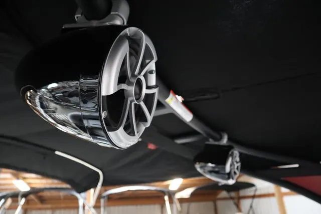 Slide: The Image of 2025 Bentley Pontoons Legacy 243 Swingback Ext. speaker system detail. - 36