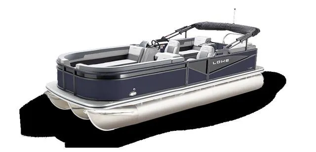 Slide: The Image of 2025 Lowe LS 230 WT Triple Tube pontoon boat, sleek design, spacious seating, modern features. - 14