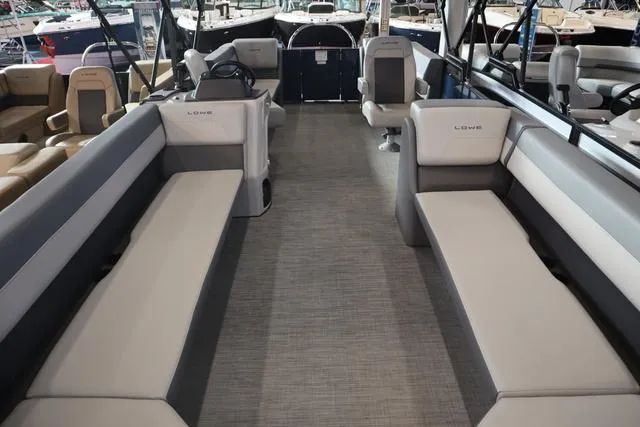 Slide: The Image of Top view of 2025 Lowe LS 230 WT Triple Tube Package pontoon boat. - 3