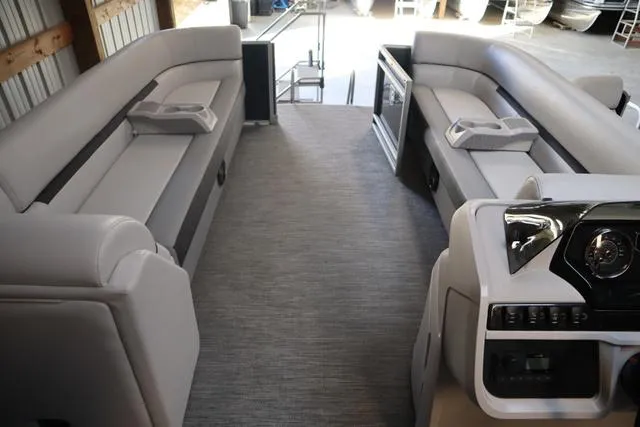 Slide: The Image of 2024 Godfrey Sweetwater 2286 SB Triple Tube Back Porch interior with spacious seating. - 11