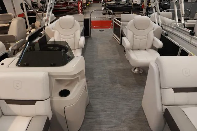 Slide: The Image of 2024 Godfrey Sweetwater 2286 SB Triple Tube Back Porch interior with plush seating and modern design. - 4