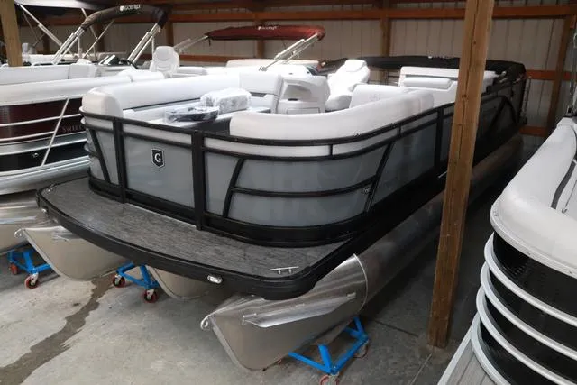 Slide: The Image of 2024 Godfrey Sweetwater 2286 SFL Triple Tube pontoon boat in storage. - 3