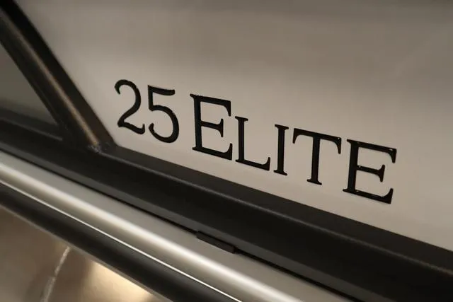 Slide: The Image of 2025 Bentley Pontoons Elite 253 Swingback logo on boat exterior. - 40