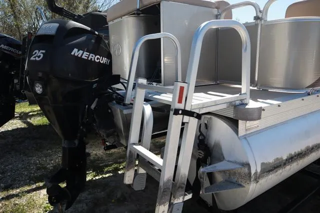 Slide: The Image of 2013 Avalon 1670 Fish boat with Mercury 25 outboard motor and ladder. - 3