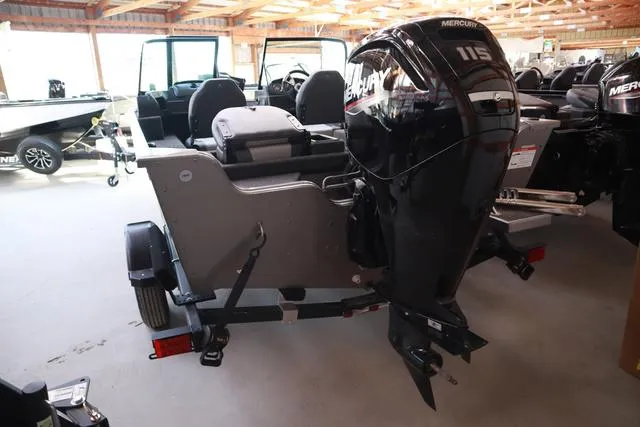 Slide: The Image of 2025 Lowe FM 1775 WT boat with Mercury 115 engine in showroom. - 22