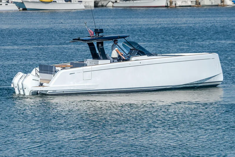 Slide: The Image of 2023 Pardo Yachts P38 cruising on calm waters, showcasing sleek design and modern features. - 27