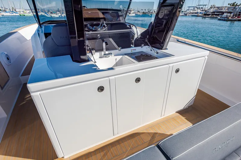 Slide: The Image of 2023 Pardo Yachts P38 interior with sleek cabinetry and modern design. - 12