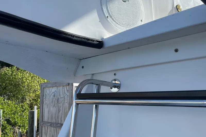 Slide: The Image of 2004 Endeavour Explorer 46 PowerCat interior detail with speaker and railing. - 29