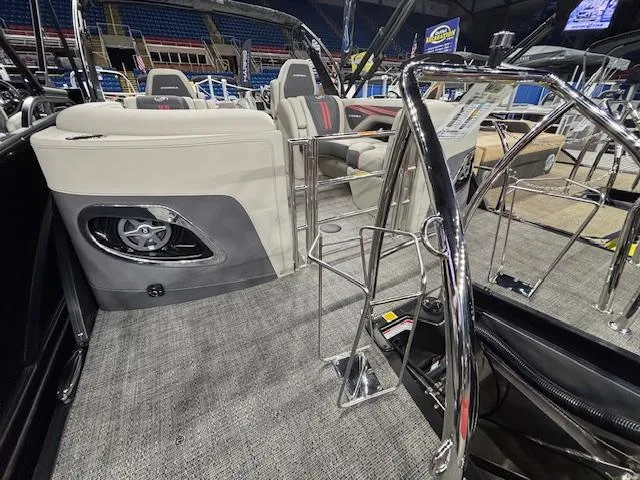 Slide: The Image of 2025 Barletta CORSA 23QC interior with modern seating and sleek design. - 16