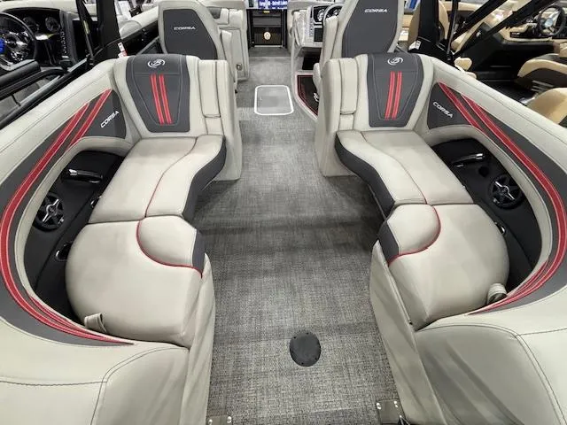 Slide: The Image of 2025 Barletta CORSA 23QC interior with luxurious seating and modern design. - 18