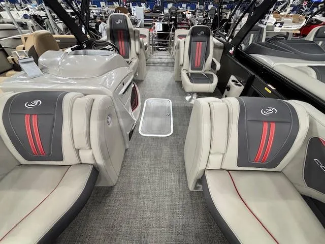 Slide: The Image of Interior of 2025 Barletta CORSA 23QC boat with stylish seating and modern design. - 4