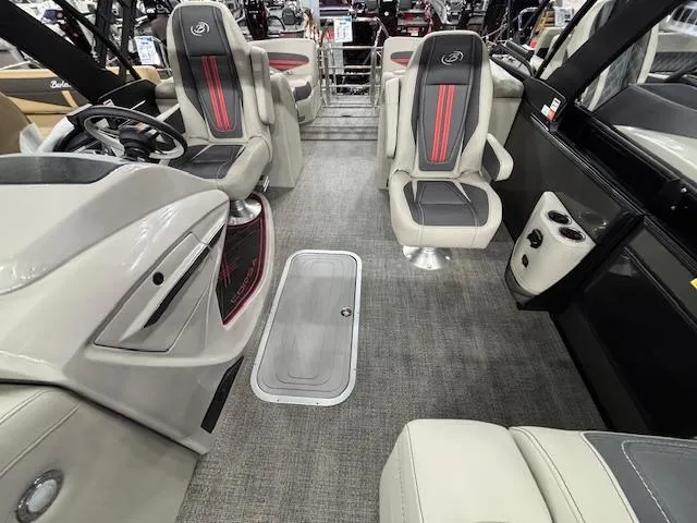 Slide: The Image of 2025 Barletta CORSA 23QC boat interior with modern seating and sleek design. - 5