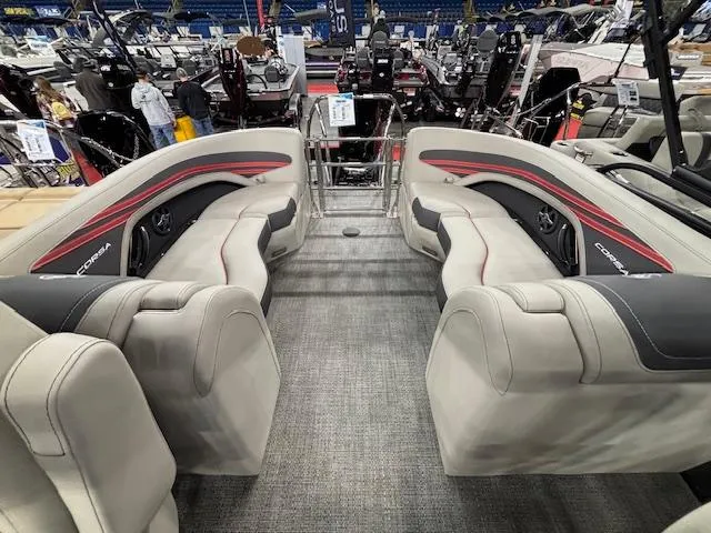 Slide: The Image of 2025 Barletta CORSA 23QC boat interior with luxurious seating and modern design. - 9