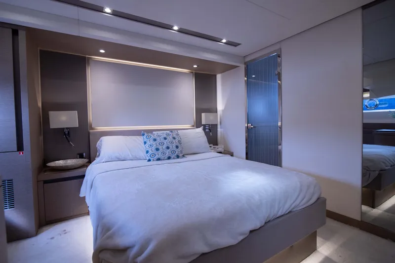 Slide: The Image of Luxurious bedroom interior on 2018 Prestige 680 Flybridge yacht. - 33