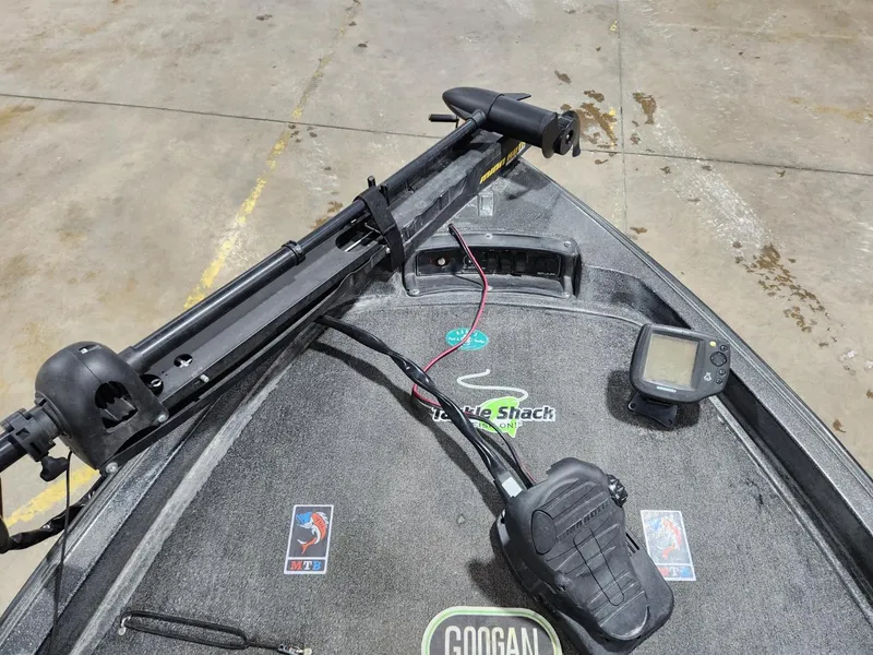 Slide: The Image of Bow of a 1996 Cajun Master boat with trolling motor and fish finder. - 8