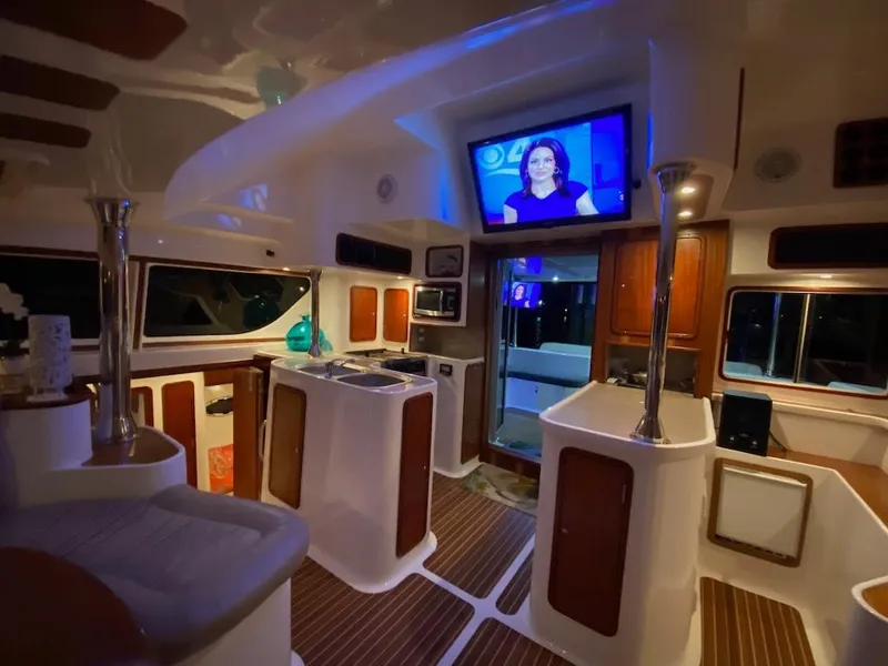 Slide: The Image of Luxurious interior of 2013 Africat Marine AfriCat PowerCat Sportfisher with modern amenities and TV. - 22