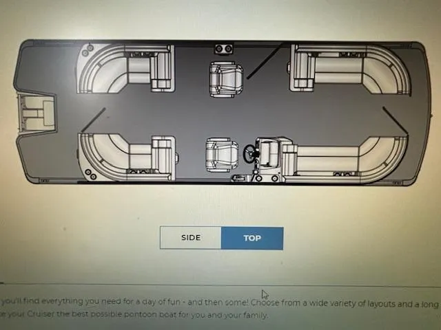 Slide: The Image of Top view layout of 2025 Harris Cruiser 230 pontoon boat. - 24