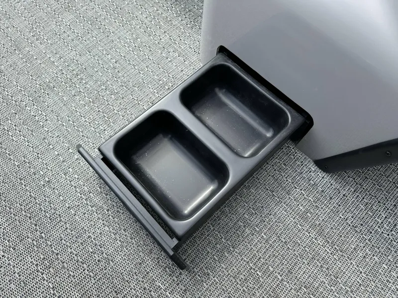 Slide: The Image of Barletta Aria 24UC 2025, dual-compartment storage tray on textured surface. - 17