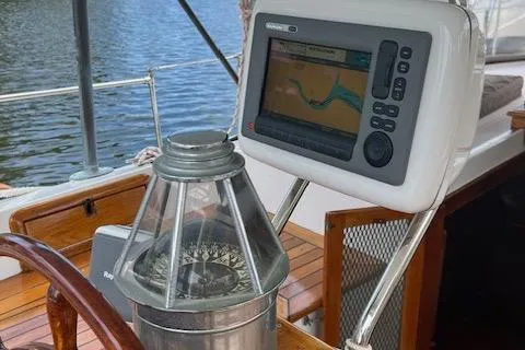 Slide: The Image of Navigation equipment on 1981 Hardin Voyager 45 Ketch sailboat. - 31