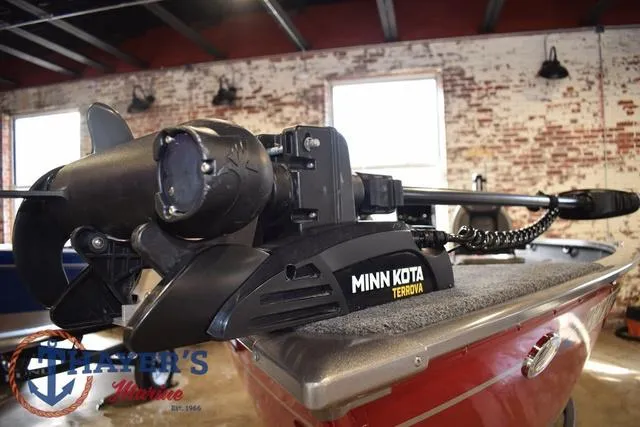 Slide: The Image of Minn Kota Terrova motor on 2022 Lund 1675 Adventure Sport boat in showroom. - 5