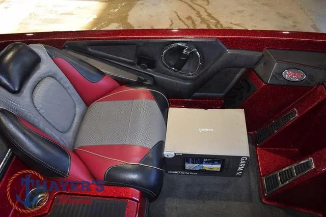 Slide: The Image of 2017 Ranger Z521C boat interior with Garmin device and red-black seating. - 26