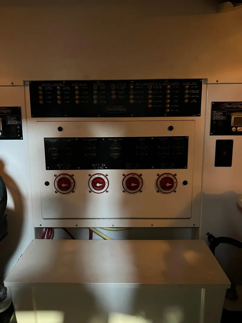 Slide: The Image of Electrical control panel of a 2011 Rampage 41 Express boat. - 19