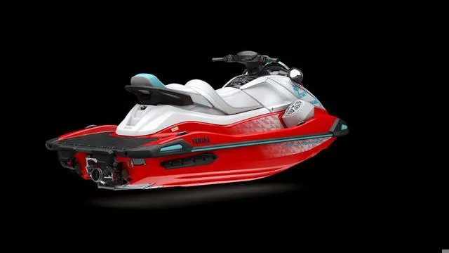 Slide: The Image of 2025 Yamaha Waverunners VX Limited in red and white, sleek design on black background. - 3