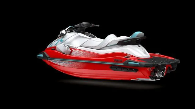 Slide: The Image of 2025 Yamaha Waverunner VX Limited, red and white jet ski on black background. - 5