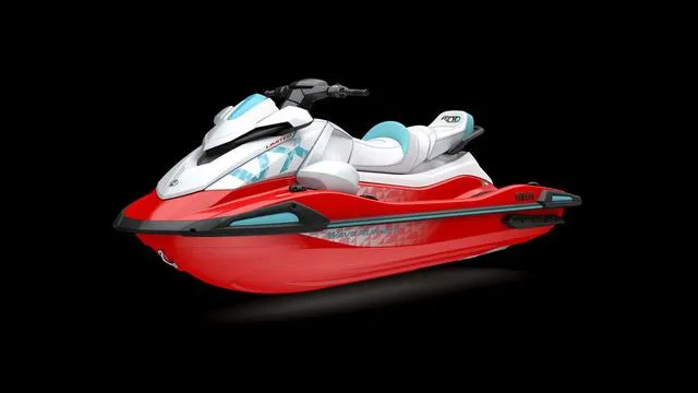Slide: The Image of 2025 Yamaha Waverunners VX Limited, red and white jet ski on black background. - 7