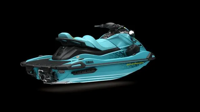 Slide: The Image of 2025 Yamaha Waverunner VX Limited HO in teal, sleek design on black background. - 3