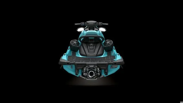 Slide: The Image of 2025 Yamaha Waverunner VX Limited HO, rear view, sleek design on black background. - 4