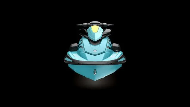 Slide: The Image of 2025 Yamaha Waverunner VX Limited HO, front view, sleek turquoise design on black background. - 8