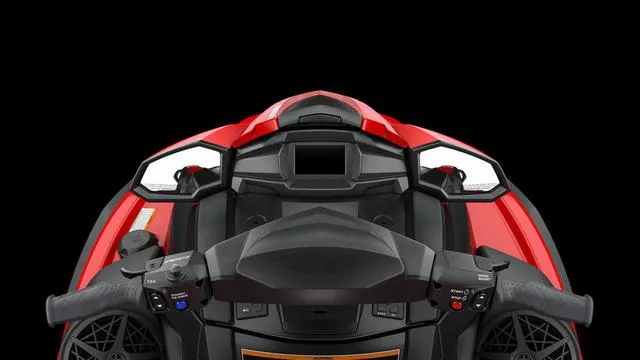 Slide: The Image of 2025 Yamaha Waverunner VX dashboard, red and black design, advanced controls. - 15