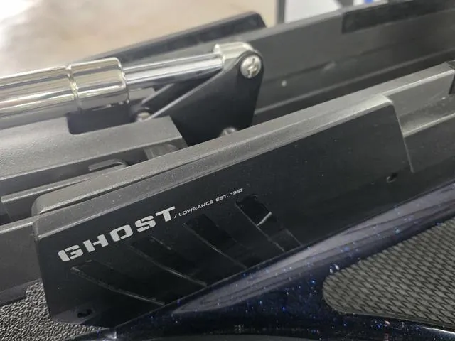 Slide: The Image of 2025 Caymas CX21 Pro with Lowrance Ghost trolling motor detail. - 14