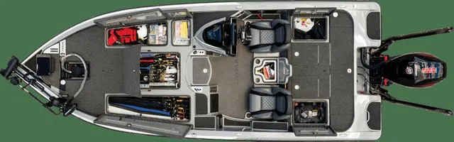 Slide: The Image of 2025 Caymas CX21 Pro boat interior layout with storage compartments and seating. - 44