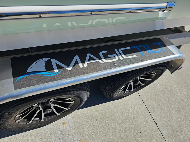 Slide: The Image of Magic Tilt trailer with dual wheels for 2025 Pioneer 222 Sportfish boat. - 10