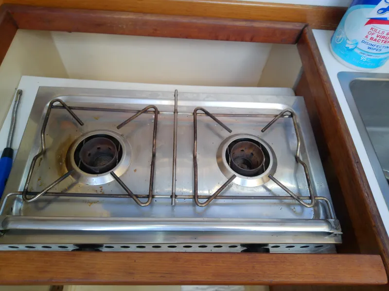 Slide: The Image of Two-burner stove on a 1990 Catalina 30 MkII yacht kitchen. - 27