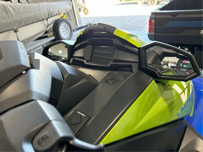 Slide: The Image of 2024 Yamaha Boats VX Limited HO dashboard and mirrors in a showroom setting. - 6