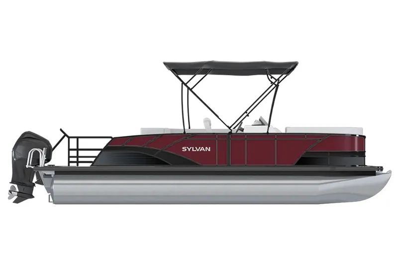 Slide: The Image of 2023 Sylvan L5 DLZ Bar pontoon boat with canopy and outboard motor. - 23