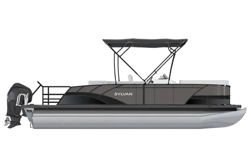 Slide: The Image of 2023 Sylvan L5 DLZ Bar pontoon boat with canopy and outboard motor. - 24